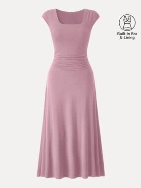 OGL SkinKiss Cooling Square Neck Ruched Midi Bra Dress